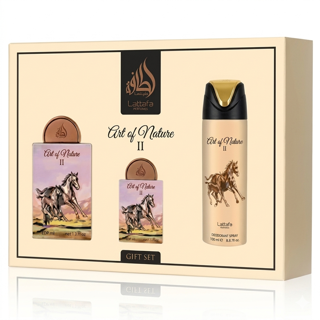 LATTAFA PRIDE ART OF NATURE II (HORSE) GIFT SET 3 PCS (EDP 100ML+20ML+DEO 200ML)